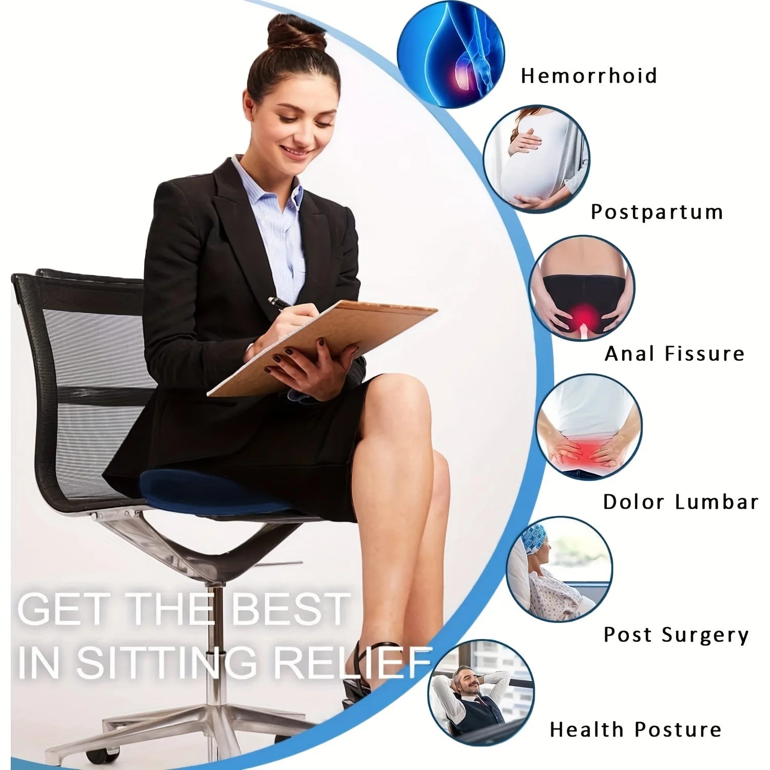 Ergonomic Memory Foam Donut Seat Cushion,Tailbone Support - MobilityBuy.com 