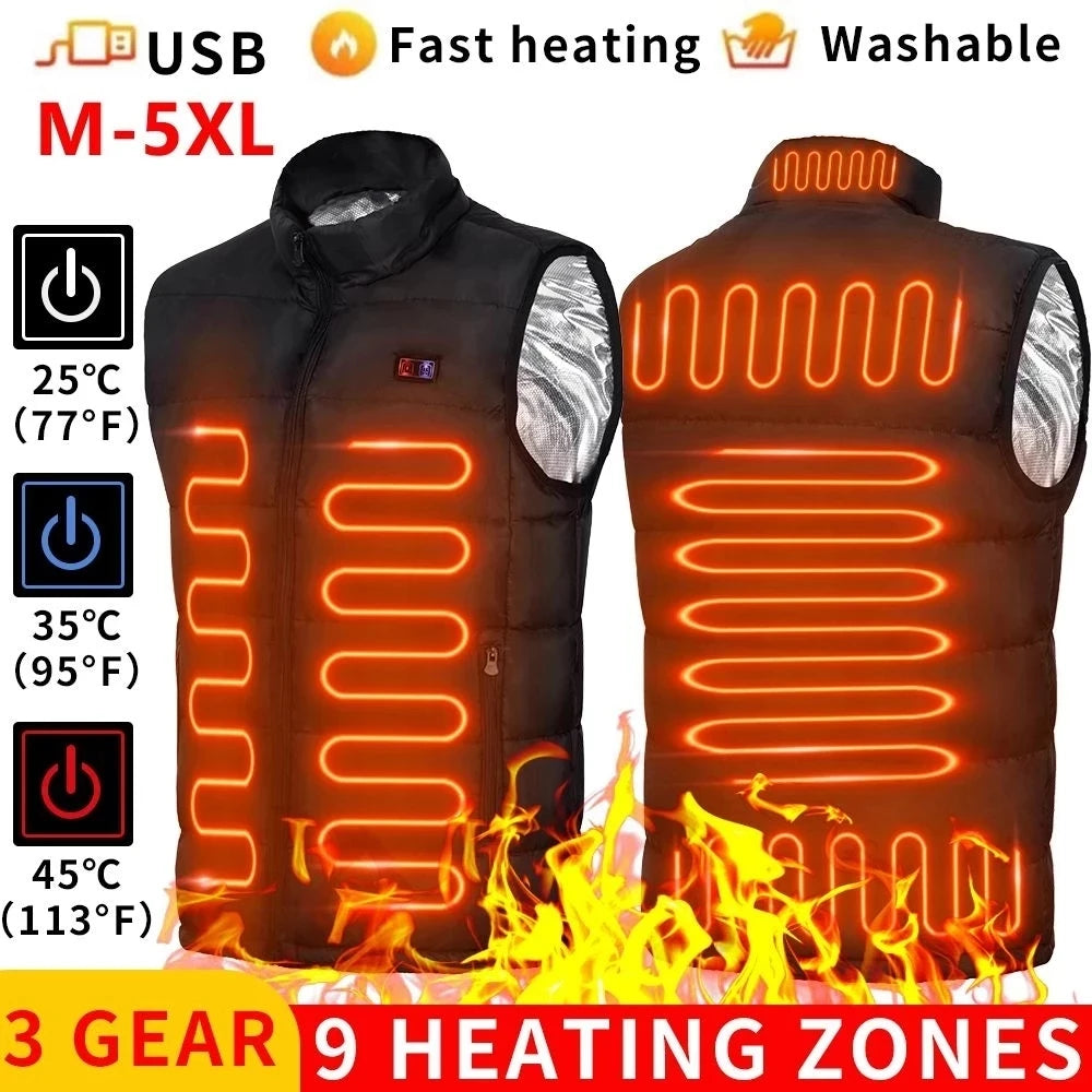 Heated electric jacket by MobilityBuy with USB heating, showcasing a stylish design and visible heating elements.