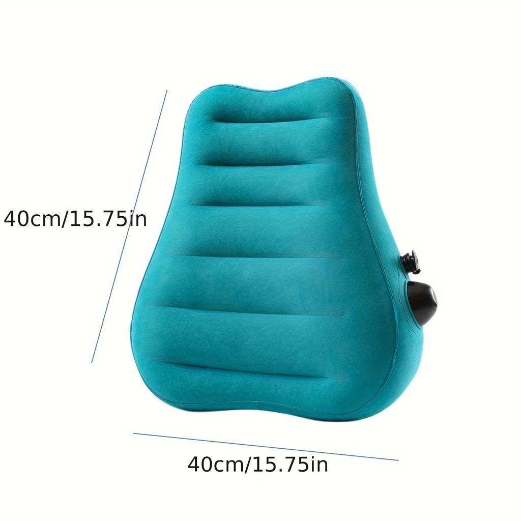 Ergonomic inflatable lumbar support pillow, teal, with inflation valve, MobilityBuy.com