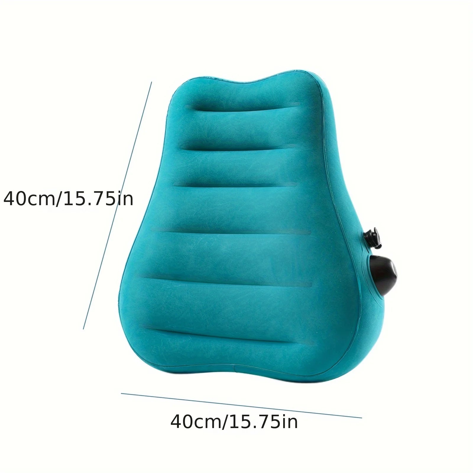 Ergonomic inflatable lumbar support pillow, teal, with inflation valve, MobilityBuy.com