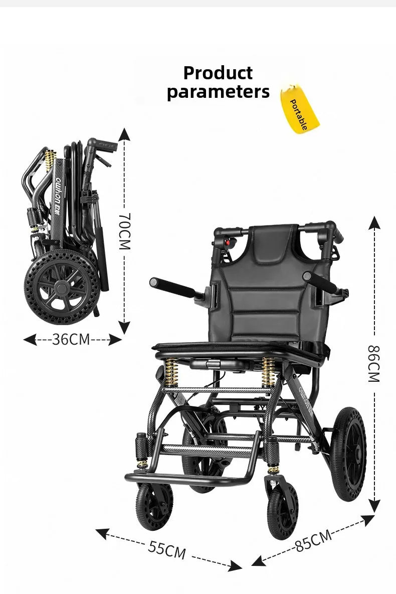 Small foldable, lightweight wheelchair - travel, portable trolley for airplanes - MobilityBuy.com