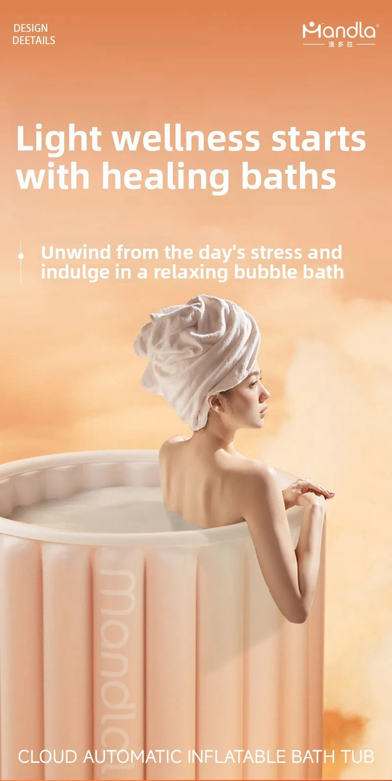 Automatic Inflatable Bath Tub For Adults Full Body Foldable Portable Home Use - MobilityBuy.com 