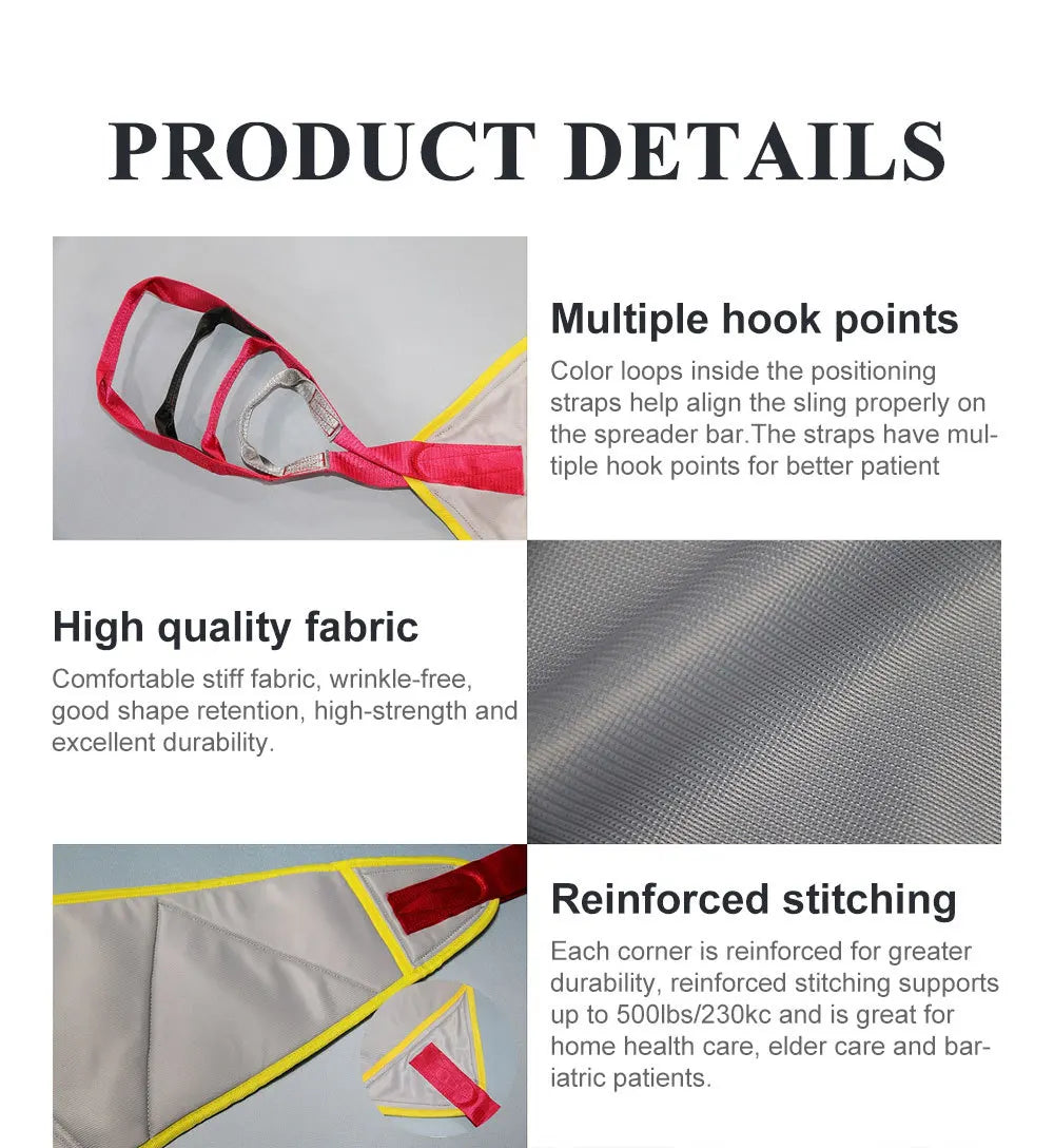 Adjustable lifting sling for disabled patients, featuring assist straps for safe mobility by Aliexpress.