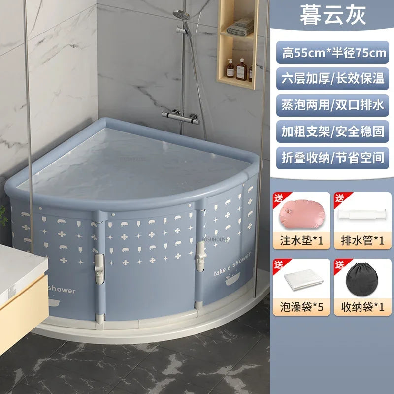Triangular Foldable Bathtub Seat Portable For Space Saving Adult Spa Steam Sauna - MobilityBuy.com