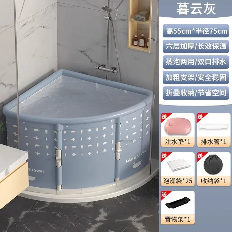 Triangular Foldable Bathtub Seat Portable For Space Saving Adult Spa Steam Sauna - MobilityBuy.com