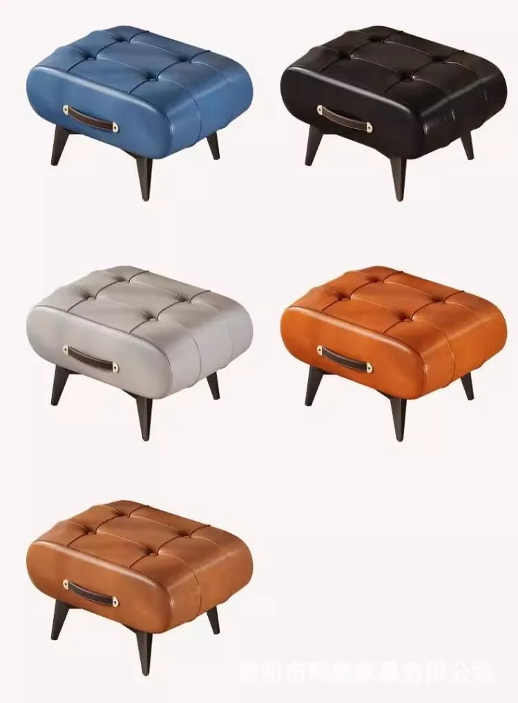 Luxury Leather Low Stool for Living Room Footrest and Decor - MobilityBuy.com 