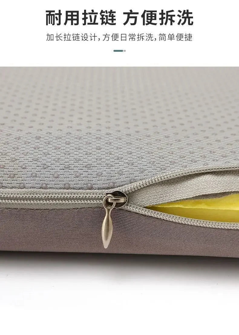 Ultra thick soft foam seat cushion with gray dotted fabric and zipper for office chair or car seat.