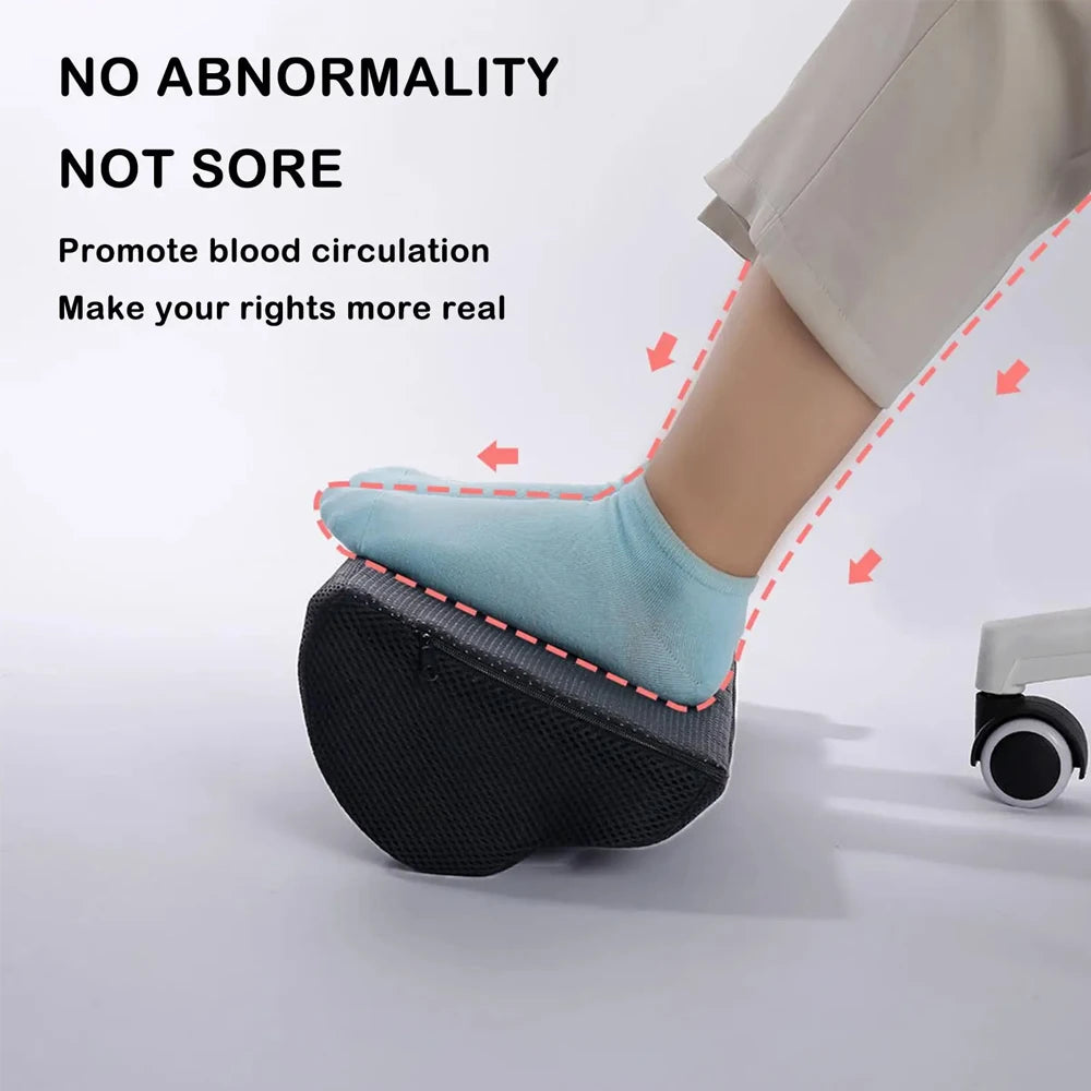 Memory foam under-desk footrest leg elevation pillow in blue for gaming and home office