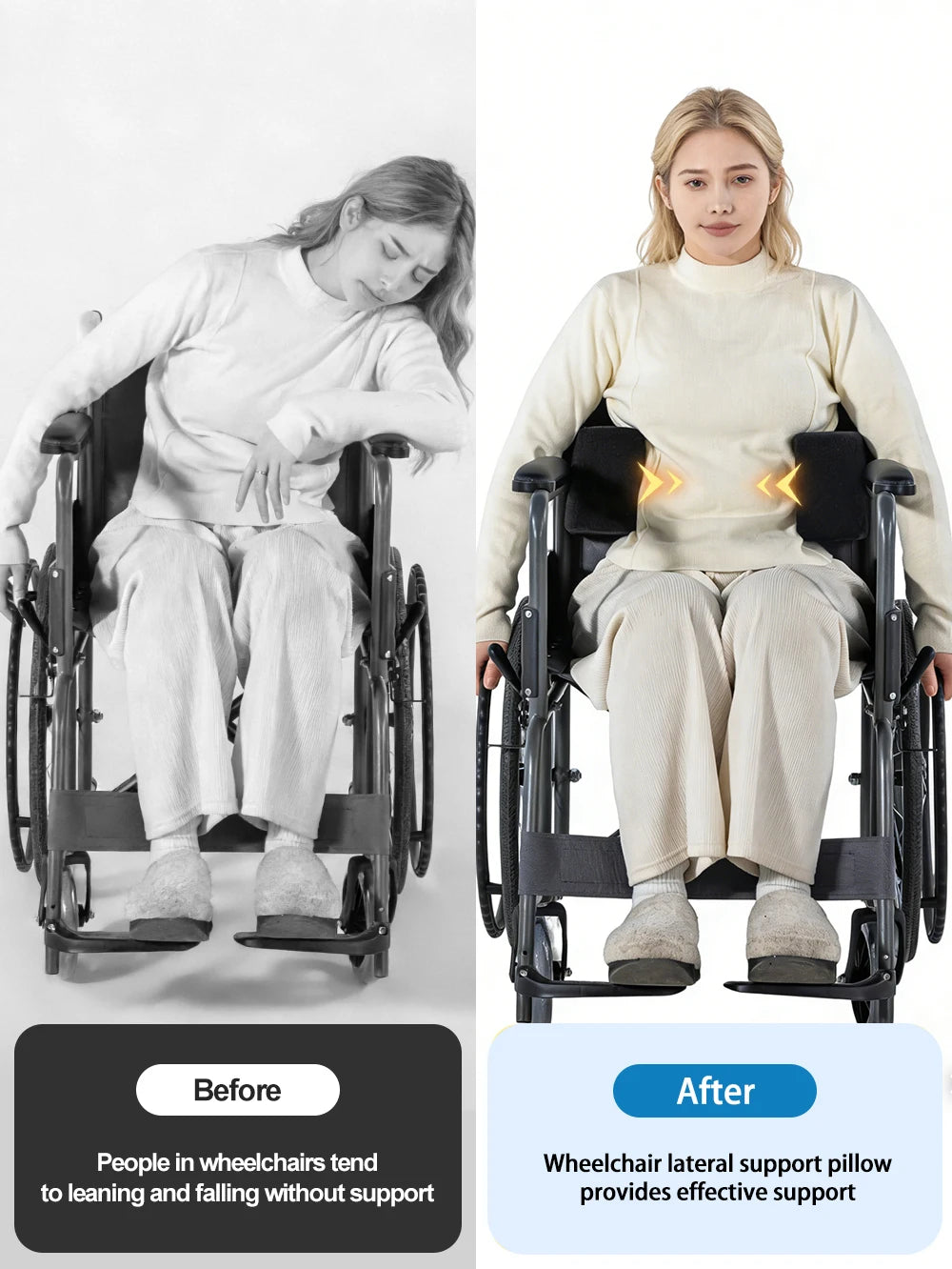 Wheelchair Side Support Pad Adjustable Lateral Foam Wedge For Elderly - MobilityBuy.com 