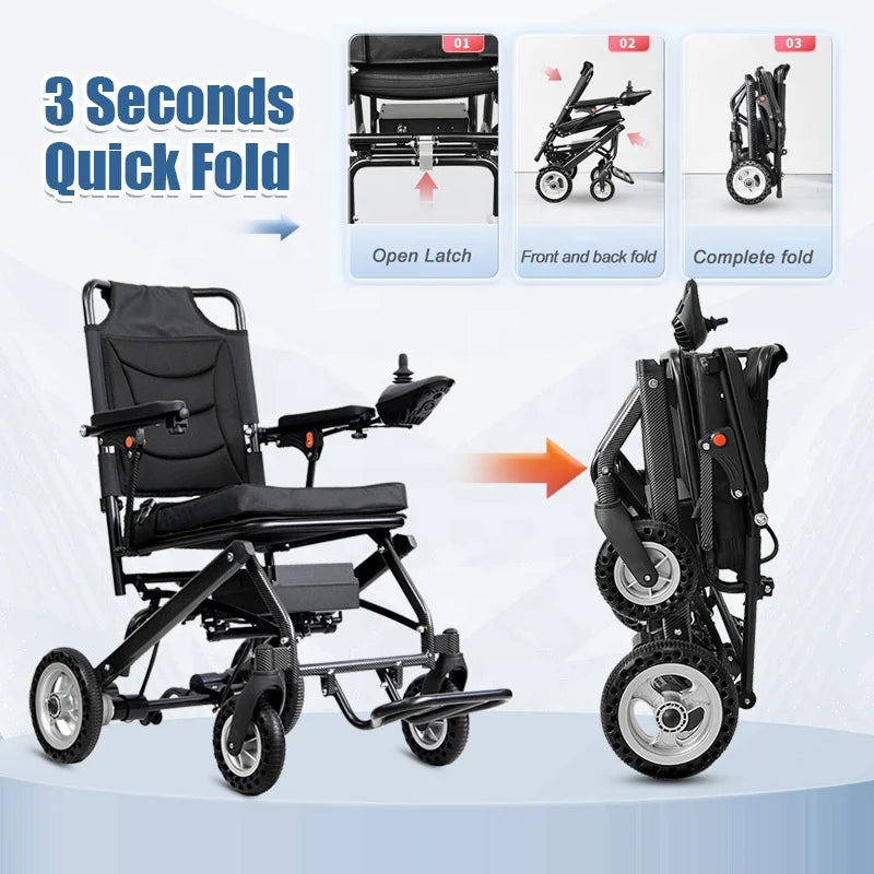 Ultra-light Power Electric Wheelchair w Battery Lightweight Foldable
