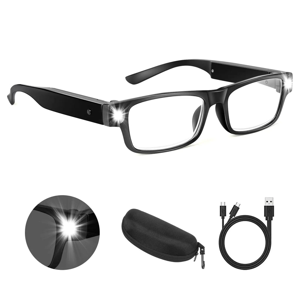 200% magnifying glasses with lamp, USB rechargeable LED light, featuring a sleek design for detailed viewing.