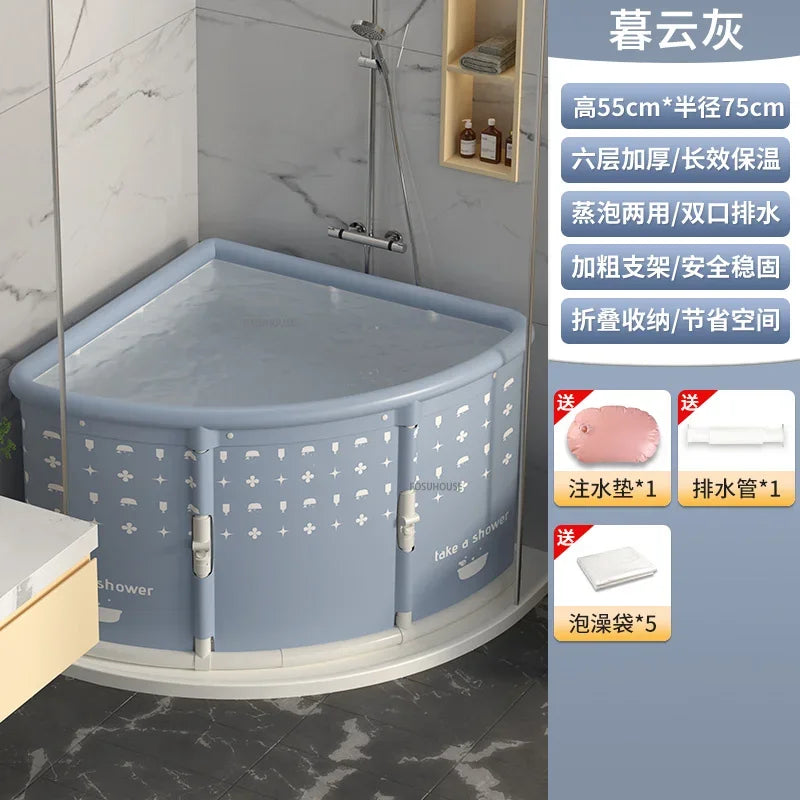 Triangular Foldable Bathtub Seat Portable For Space Saving Adult Spa Steam Sauna - MobilityBuy.com 