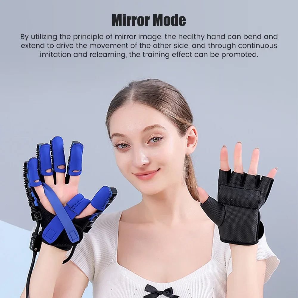 Left and right hand rehabilitation exerciser robot gloves by Aliexpress for finger training and motor skill improvement.