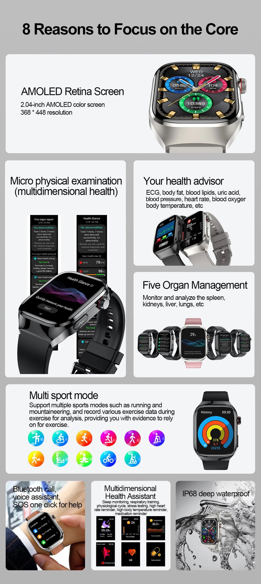 2025 New Micro Physical Examination Smart Watch - Health Stats, Bluetooth Call - MobilityBuy.com