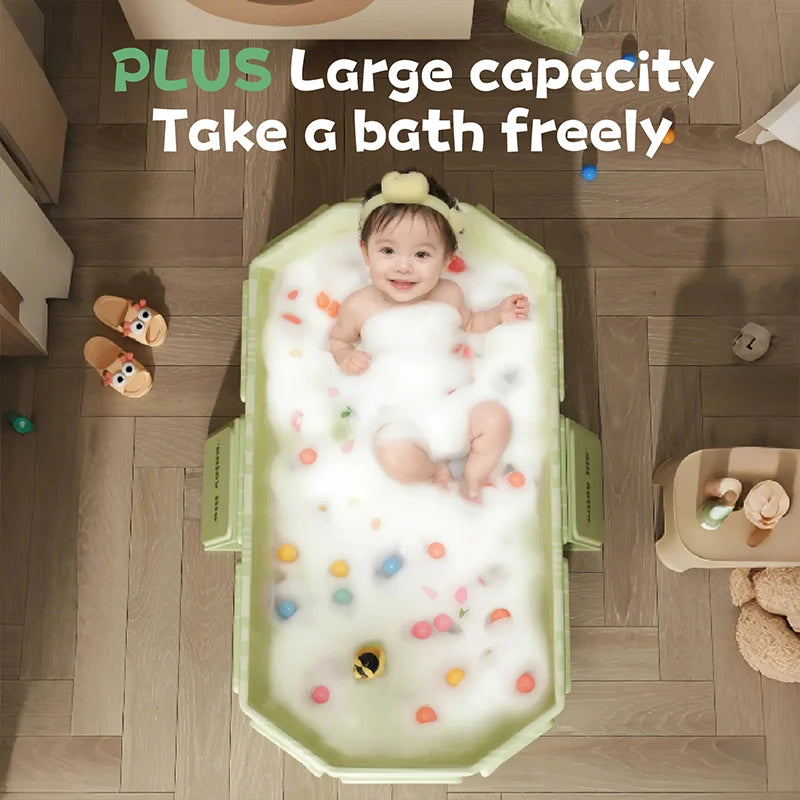 Green And White Kids Portable Folding Bathtub For Travel - MobilityBuy.com 