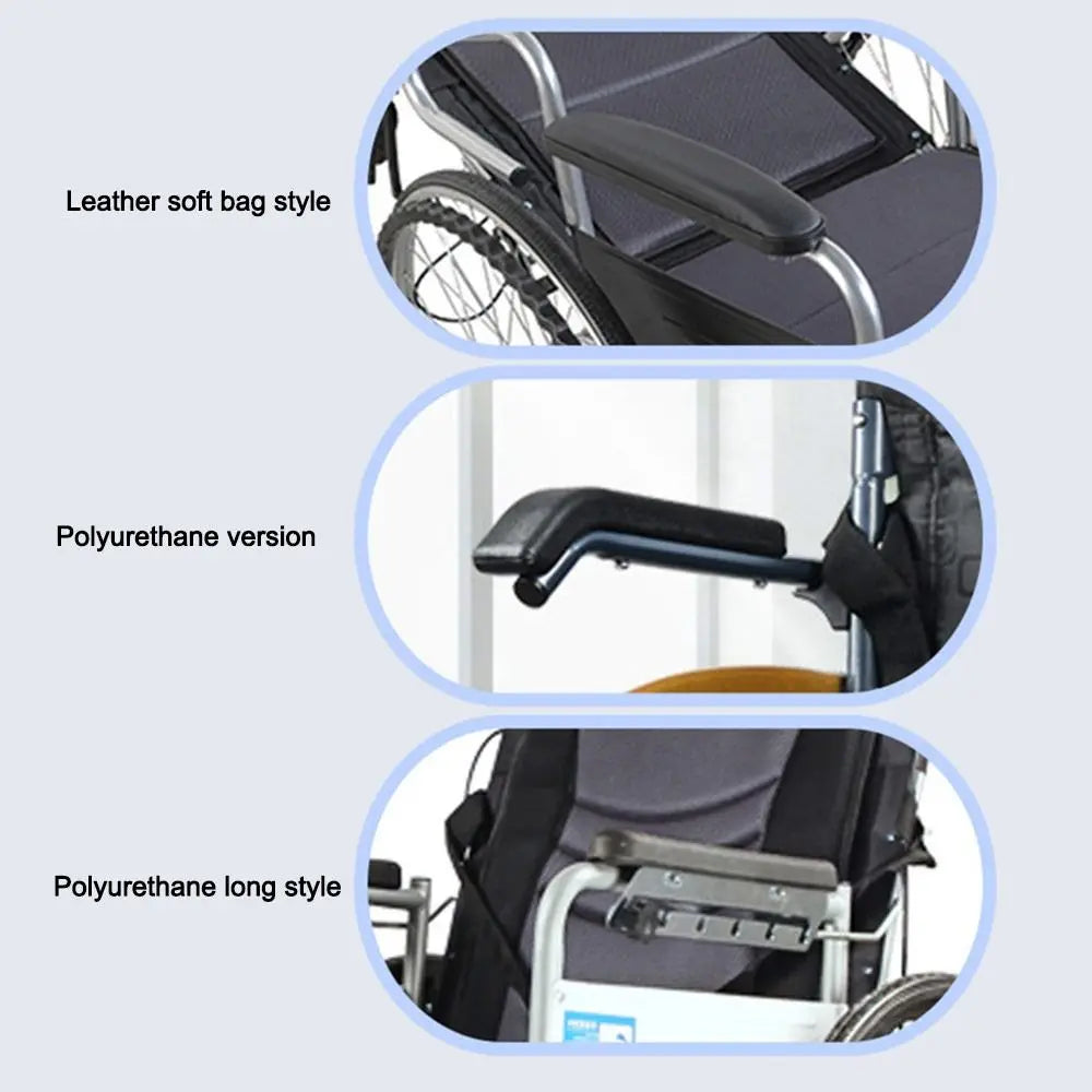 Leather sponge wheelchair armrest replacement with a sleek design, perfect for added comfort on wheelchairs.