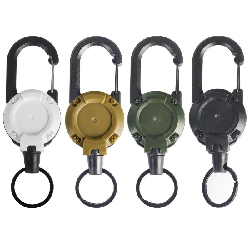 Retractable Heavy Duty Pull Reel Carabiner With Spring Key Ring - MobilityBuy.com 