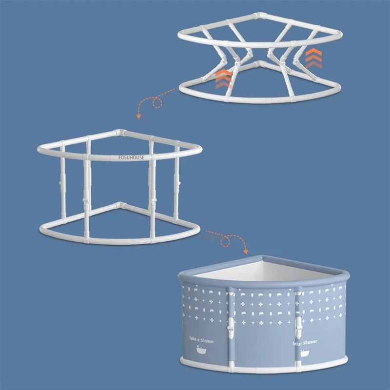 Triangular Foldable Bathtub Seat Portable For Space Saving Adult Spa Steam Sauna - MobilityBuy.com 