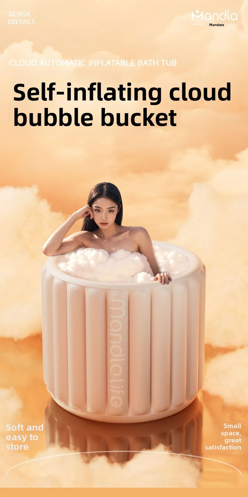 Automatic Inflatable Bath Tub For Adults Full Body Foldable Portable Home Use - MobilityBuy.com 