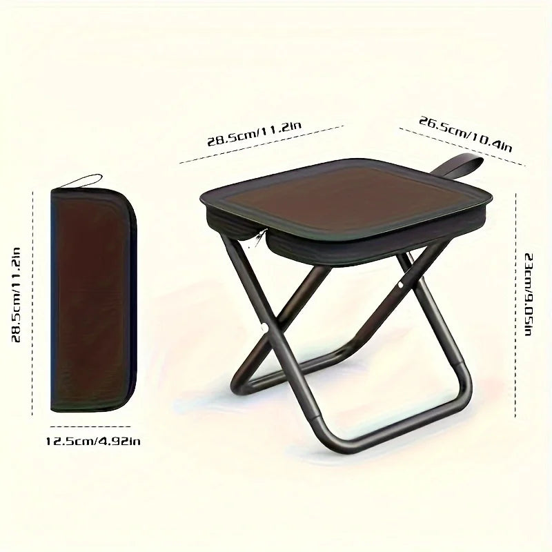 Portable folding stool by Aliexpress, showcasing its compact design and sturdy frame, perfect for outdoor use.