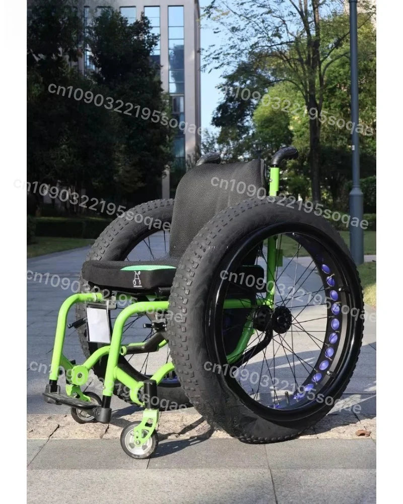 24in x 4.0 fat-tire wheelchair wheel in green for outdoor mobility by MobilityBuy.com
