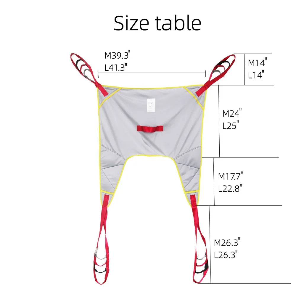 Adjustable Aliexpress lifting sling with assist straps for safely lifting disabled patients.