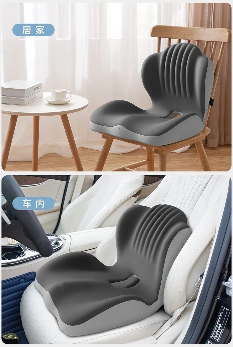 Lumbar support memory foam cushion, gray, for chair and car seat