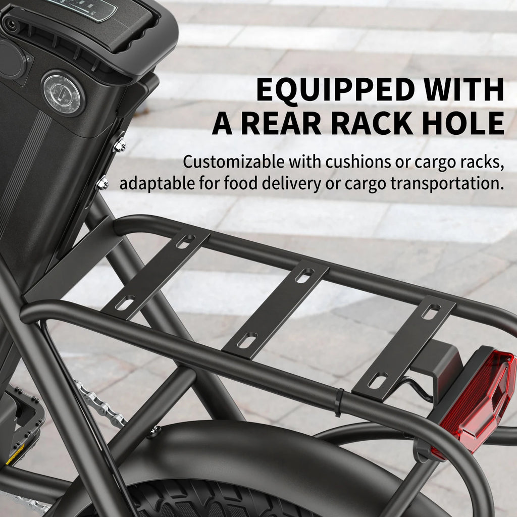Hidoes C5 folding electric bike with rear rack, black frame