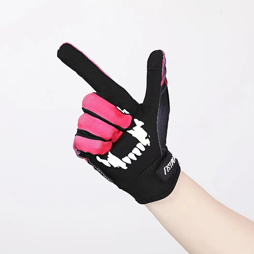 Personality Flame Wheelchair Glitz Riding dirt bike long finger touch screen gloves