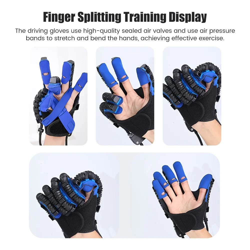 Left and right hand rehabilitation exerciser robot gloves for finger training by Aliexpress, showcasing ergonomic design.