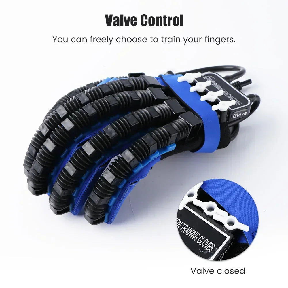 Left and right hand rehabilitation exerciser robot gloves for finger training, designed by Aliexpress for effective therapy.