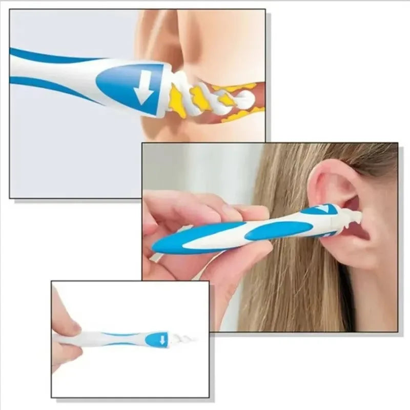 Soft silicone ear wax remover tool with 16 replacement tips for effective ear cleaning.