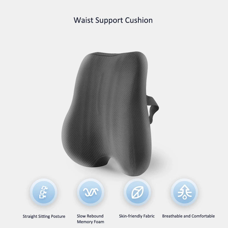 Memory Foam Seat Cushion Waist Back Support Pillow Set - MobilityBuy.com