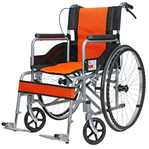 Lightweight Folding Wheelchair Portable Mobility Chair for Elderly Travel Quick Fold Space-Saving Comfortable Hand Push - from