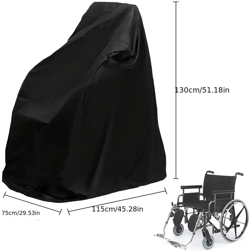 Waterproof heavy-duty wheelchair cover by Aliexpress, designed to protect against wind, snow, and outdoor elements.