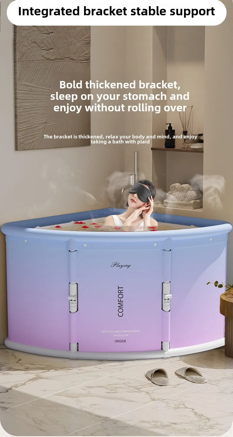 2025 Folding Fan Shaped Corner Spa Bathtub Space Saving Home Bath - MobilityBuy.com 