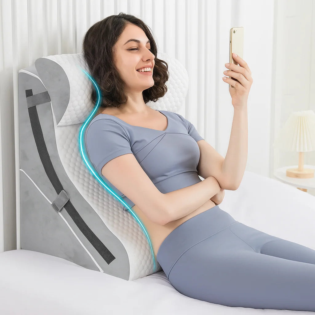 Three In One Memory Foam Wedge Pillow Set For Neck Pain Relief And Acid Reflux - MobilityBuy.com 