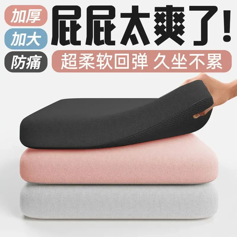 Three stacked ultra thick soft foam seat cushions in black, pink and gray for office chair and car seat MobilityBuy.com