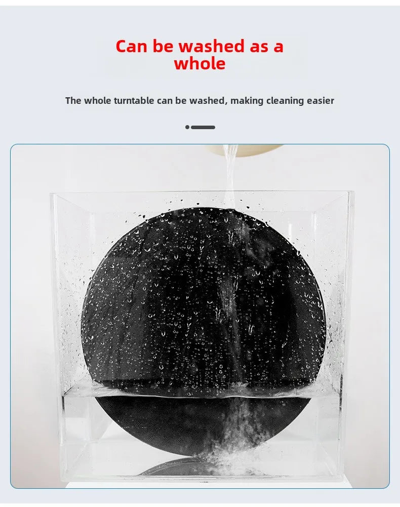 Rotating bed transfer turntable with a black circular disk inside clear housing for elderly disabled home care