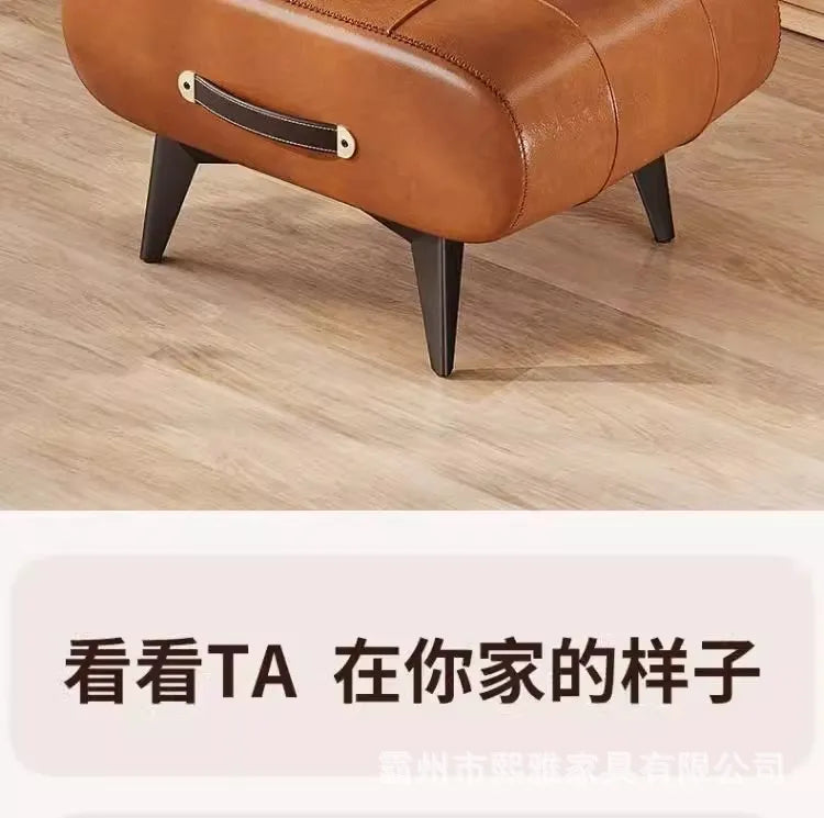 Luxury Leather Low Stool for Living Room Footrest and Decor - MobilityBuy.com 