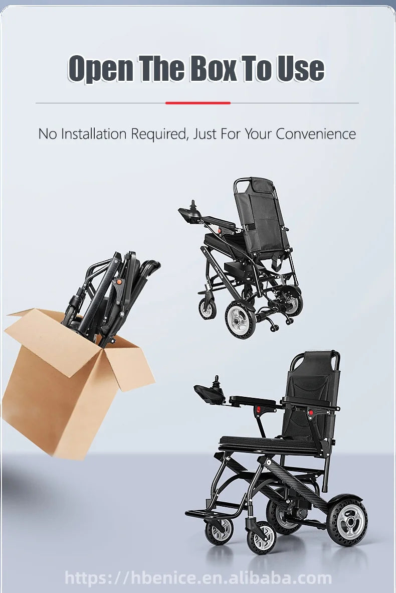 Ultra-light Power Electric Wheelchair w Battery Lightweight Foldable