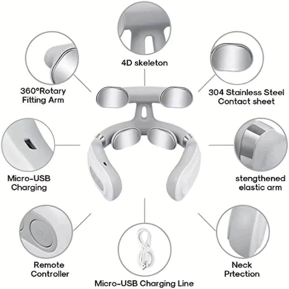 Portable Smart Neck Massager With USB Charging For Cervical Pain Relief - MobilityBuy.com 