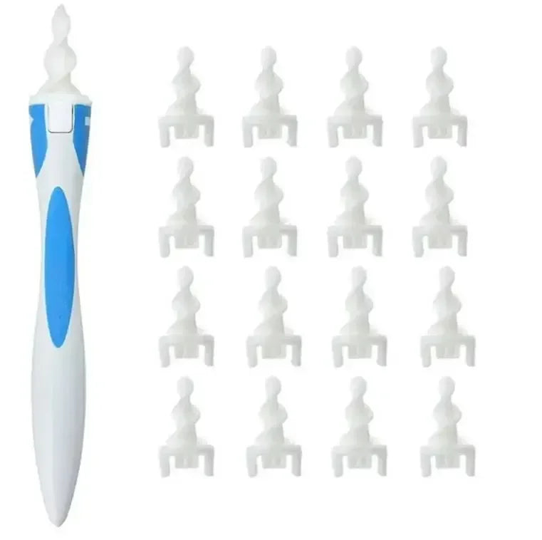 Soft silicone ear wax remover tool with 16 replacement tips for effective ear cleaning by MobilityBuy.