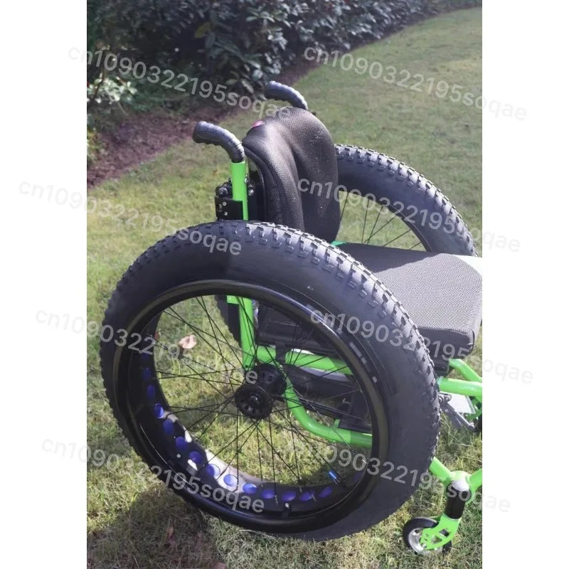 Pair of 24-inch x 4.0 fat-tire wheelchair wheels for outdoor mobility, black rims
