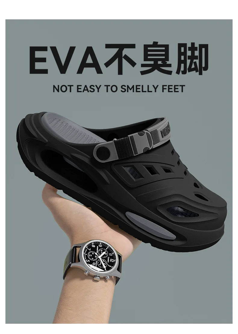 MobilityBuy.com black EVA arch-support slippers with anti-slip thick sole and adjustable strap