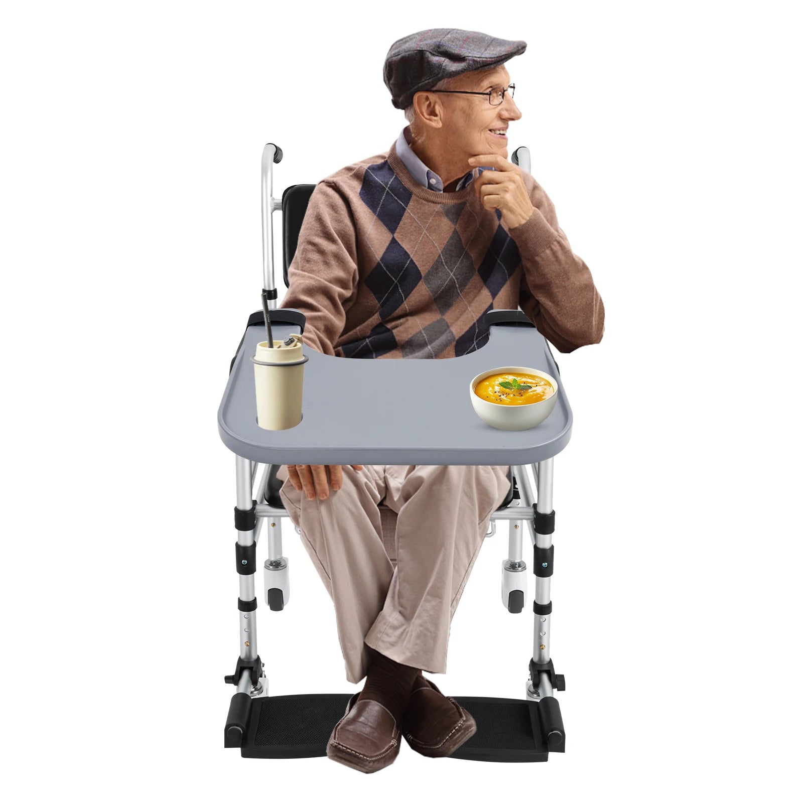 Detachable Wheelchair Tray Table With Cup Holder For Eating And Writing - MobilityBuy.com 