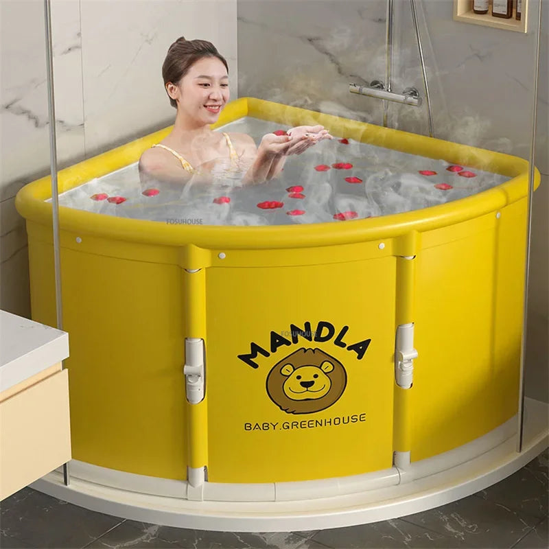 Portable Foldable Triangular Bathtub For Adults Space Saving Bath Barrel - MobilityBuy.com 