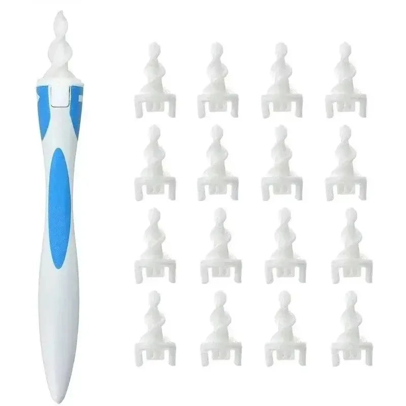 Soft silicone ear wax remover tool with 16 replacement tips for effective ear cleaning by MobilityBuy.