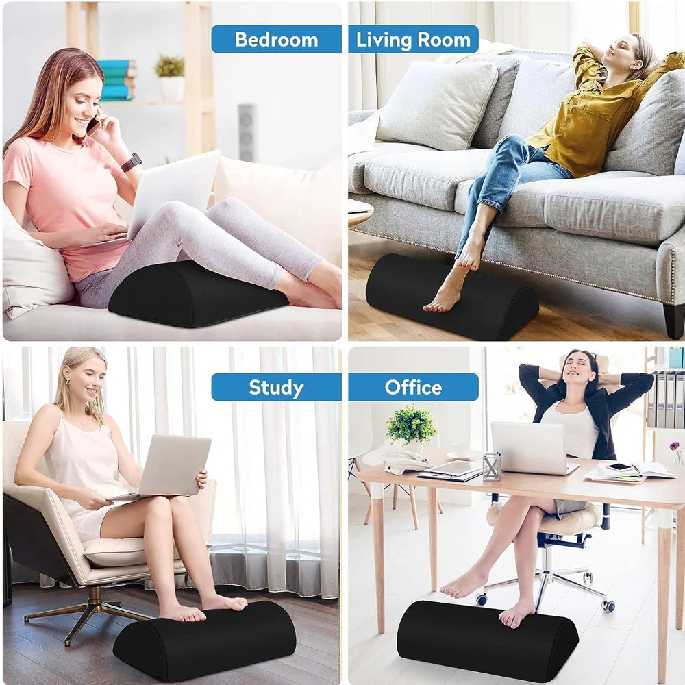 Memory foam office footrest by MobilityBuy.com, black under-desk footstool for gaming and home office