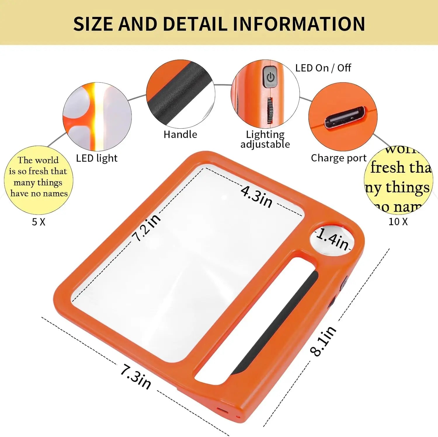 5X 10X Full Page Reading Magnifier with Illumination Handheld Magnifier for Elderly Reading Low Vision Magnifier Read Tools - MobilityBuy.com